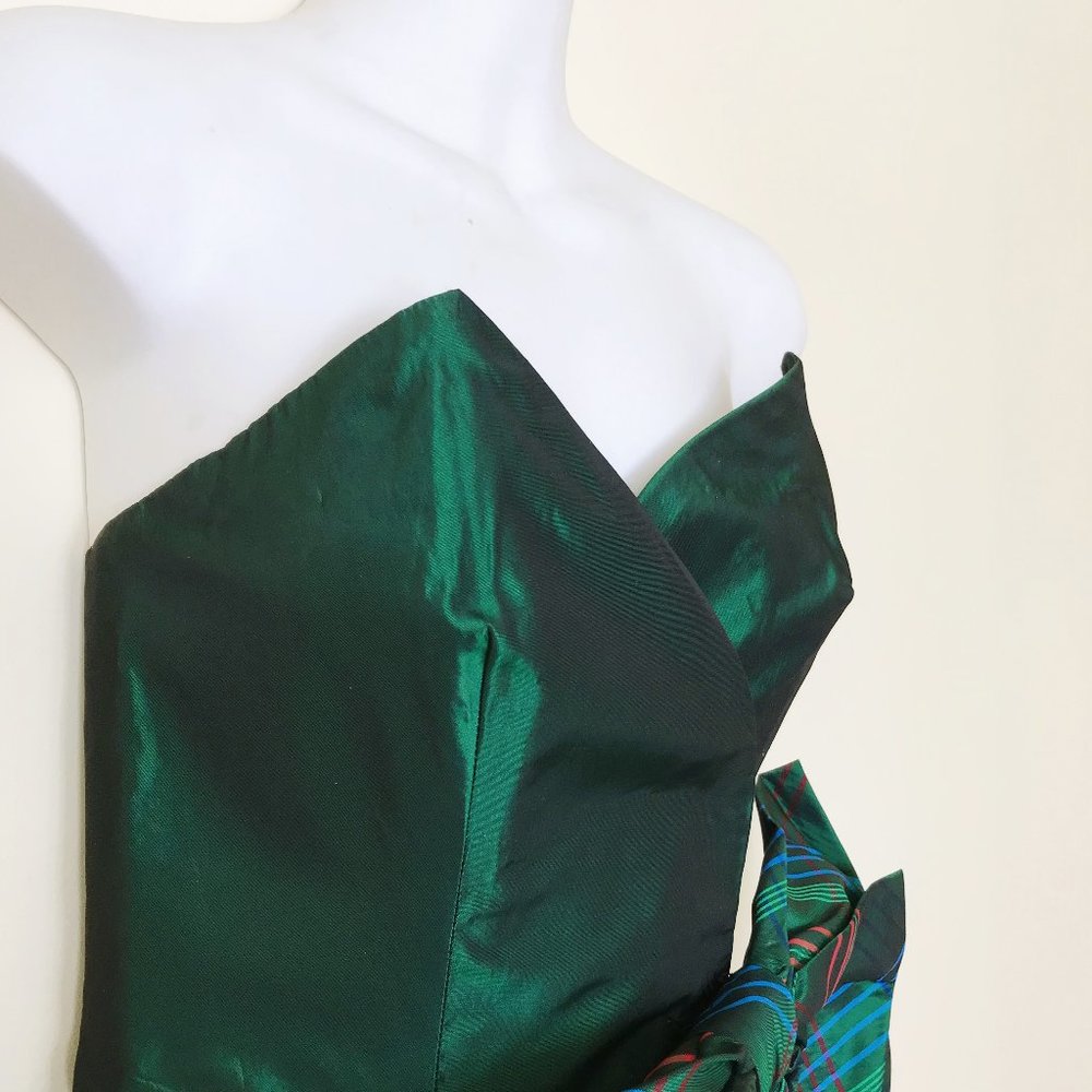 Pat McDonagh Iridescent Green Tartan Bustier Corset Top Vintage St Patrick's Day - Picture 2 of 11